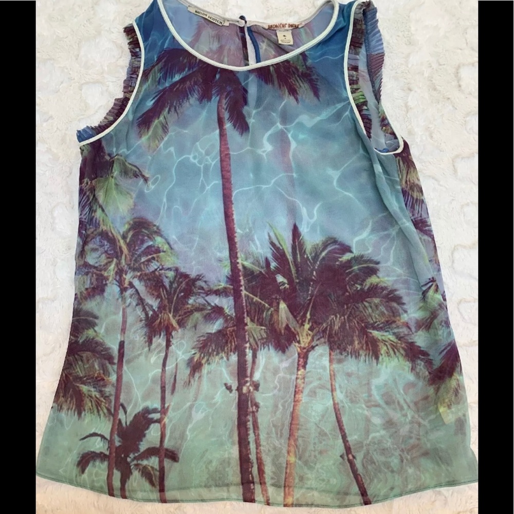 NEW Maison SCOTCH Palm Print Top Sheer